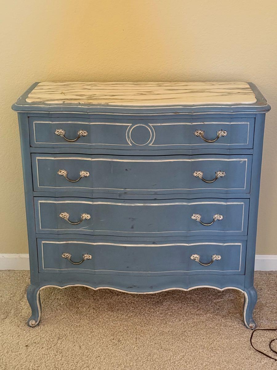 Vintage Blue Dresser French Country W/Marble Top For $200 In Danville, CA |  For Sale & Free  Nextdoor