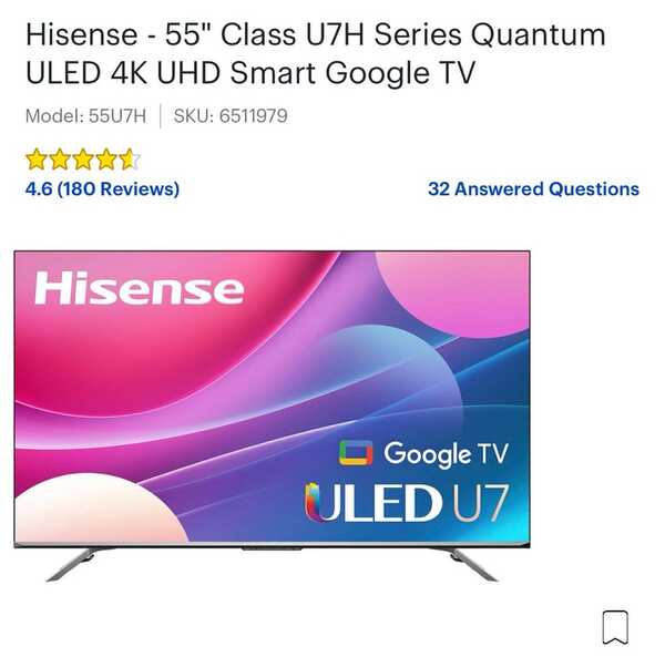 Hisense 55 U7H 4K Quantum ULED Smart Google TV