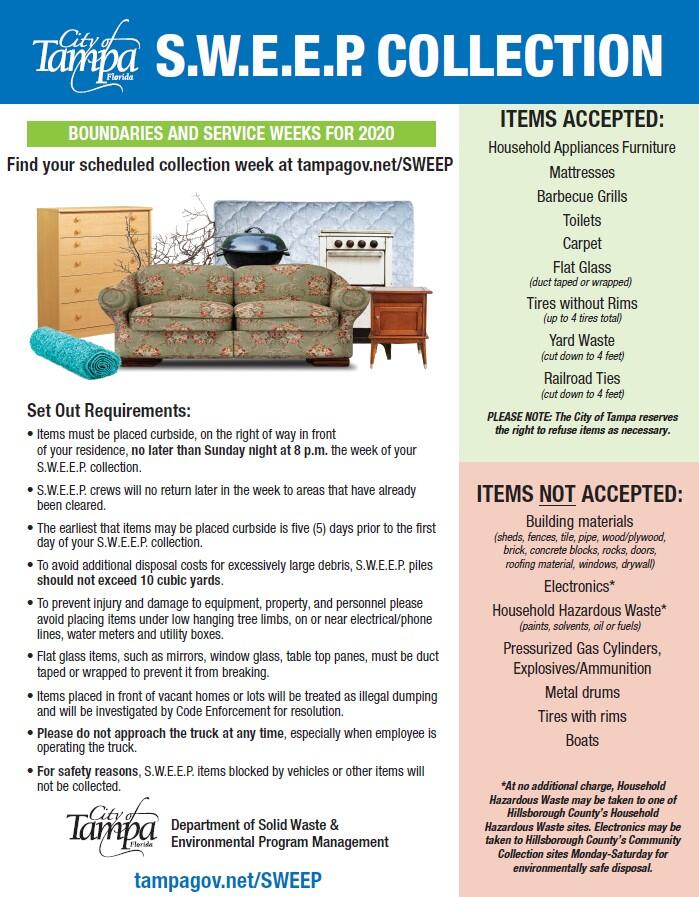 City of Tampa Solid Waste Department's Annual S.W.E.E.P. Schedule 2020