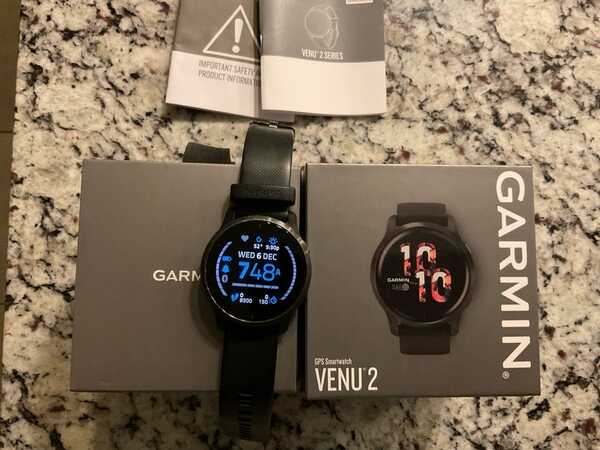 Venu® 2 - Slate Bezel with Black Case and Silicone Band Blue Case and  Silicone Band 