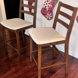 Set of 2 Wooden Bar Stools
