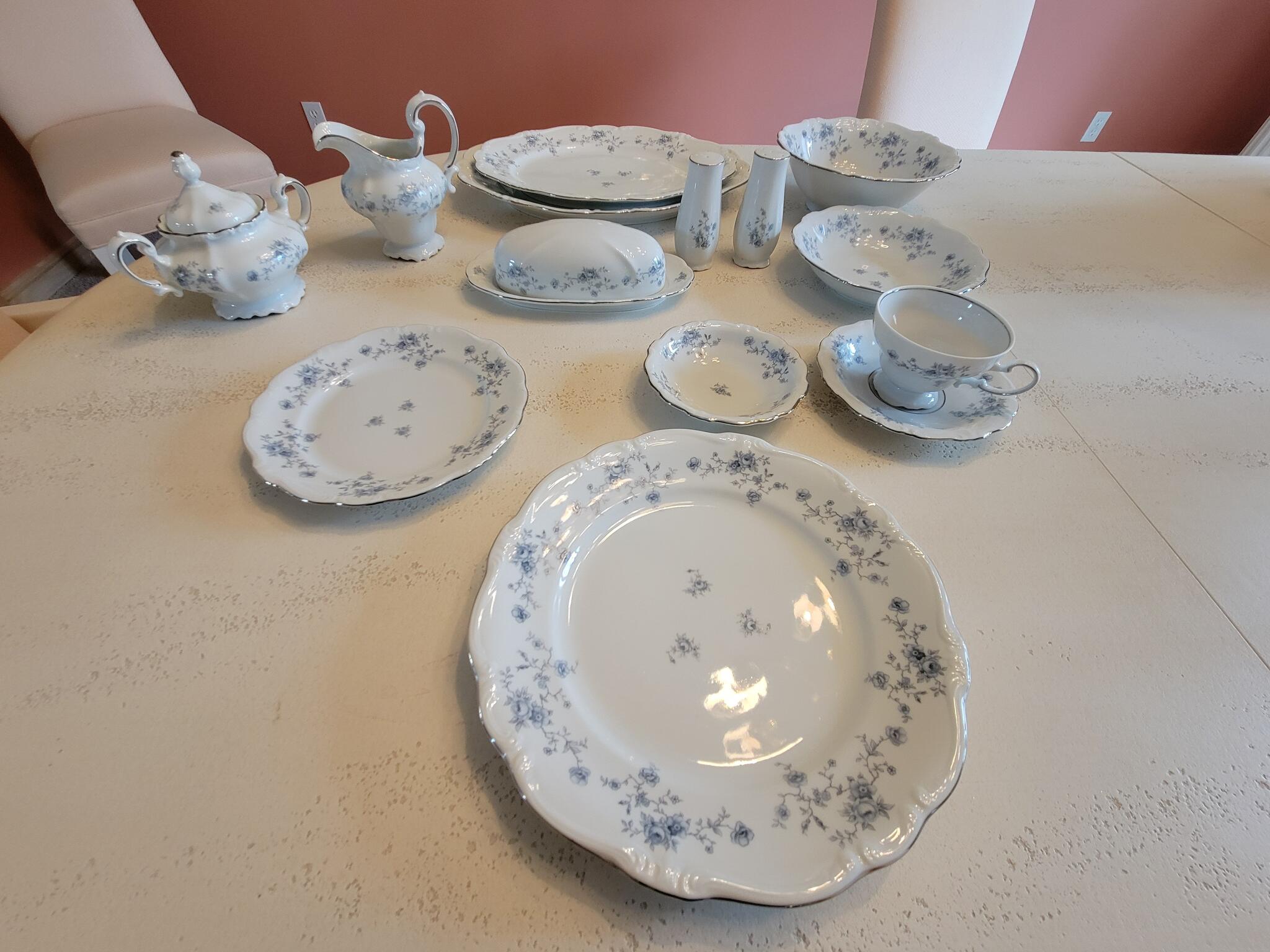 Place Setting for 8 of Johann Haviland Bavarian China with serving ...