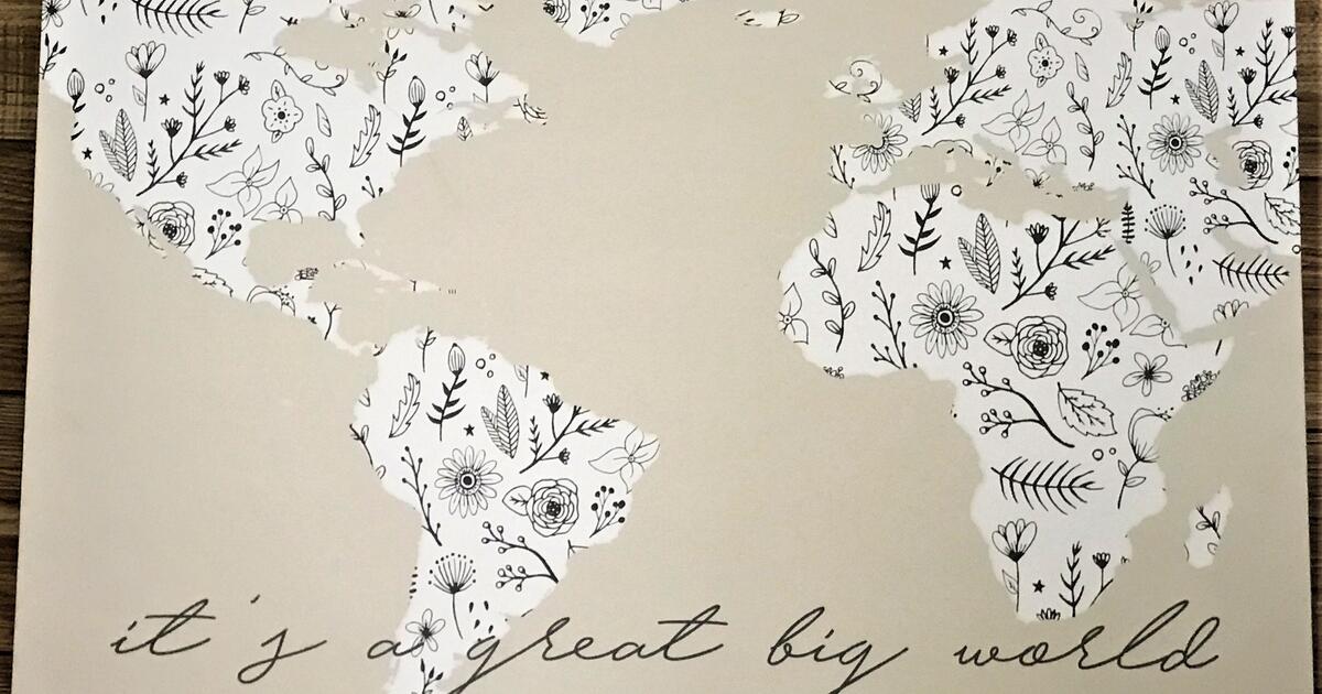 Large inspirational world map wall hanging for 20 in roseville ca