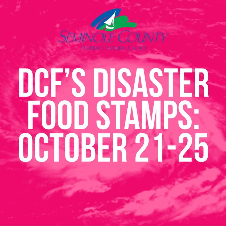 TOMORROW BEGINS DISASTER FOOD STAMP OPERATIONS IN SEMINOLE COUNTY