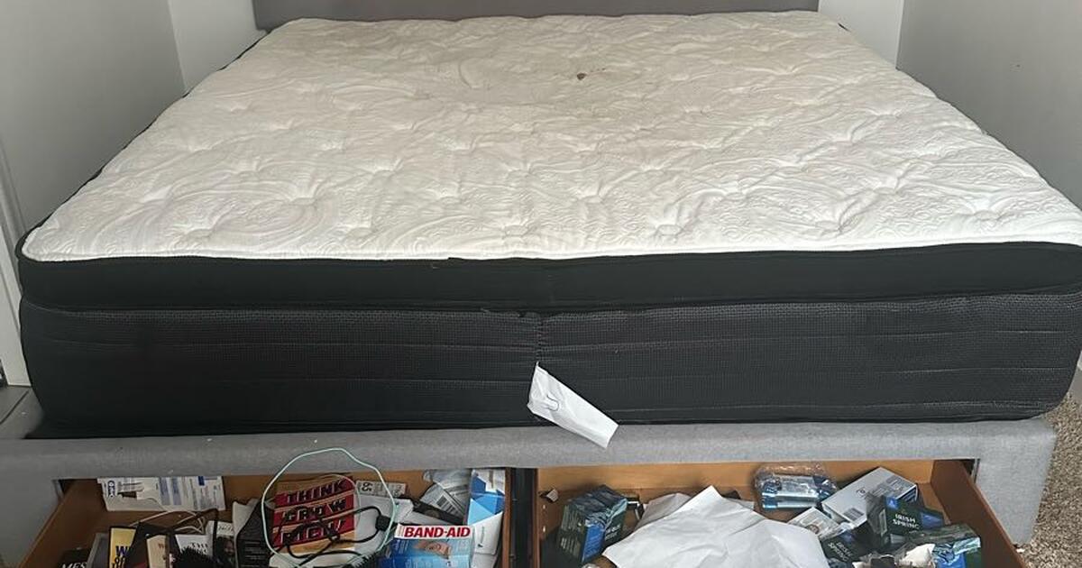 King mattress and frame with boxes in Sioux Falls, SD For Sale & Free