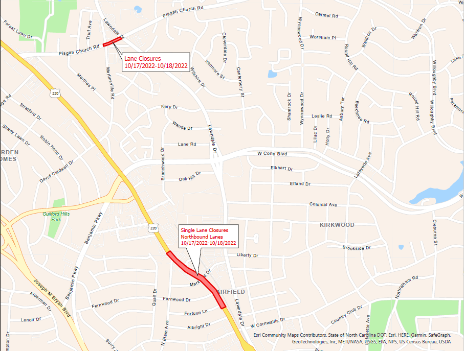 Battleground Avenue and Pisgah Church Road Lane Closures Begin October