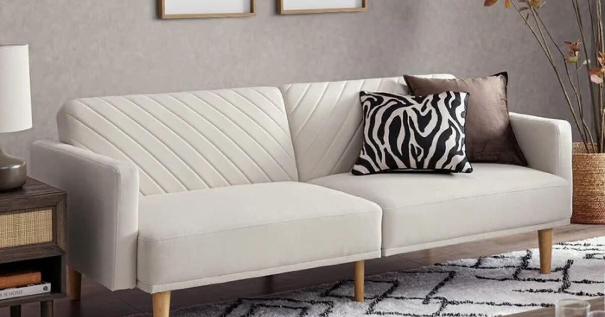 Futon couch modern off white light tan in Rancho Santa Fe, CA For Sale & Free — Nextdoor