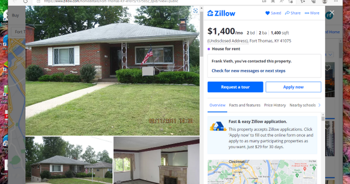 Fort Thomas Kentucky House For Rent for 1400 in Highland Heights, KY