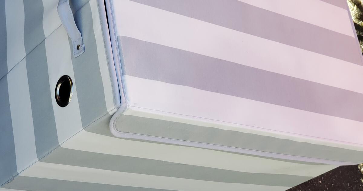 Target Large Rectangle Storage Bin grey white stripe Pillowfort for