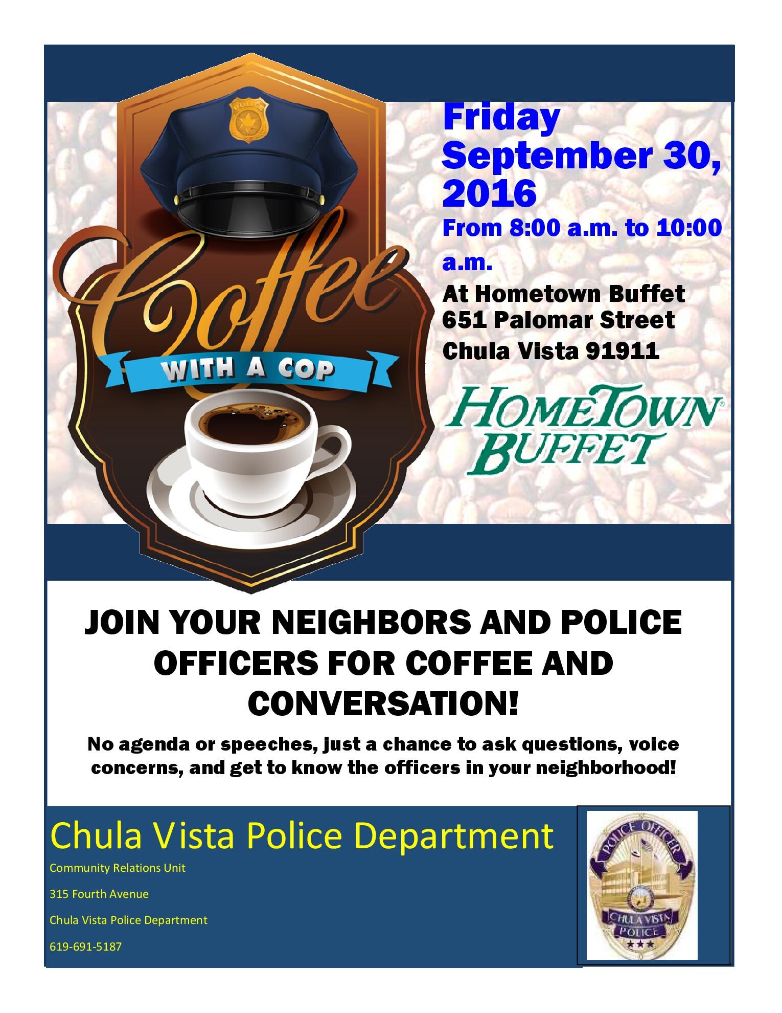Coffee with a Cop (Chula Vista Police Department) — Nextdoor —  Nextdoor