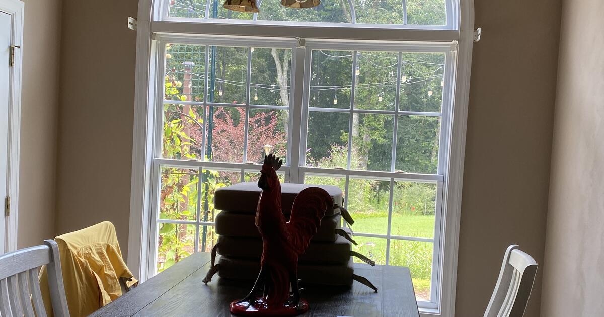 Bar height table and 4 chairs and 3 counter height chairs, for 75 in