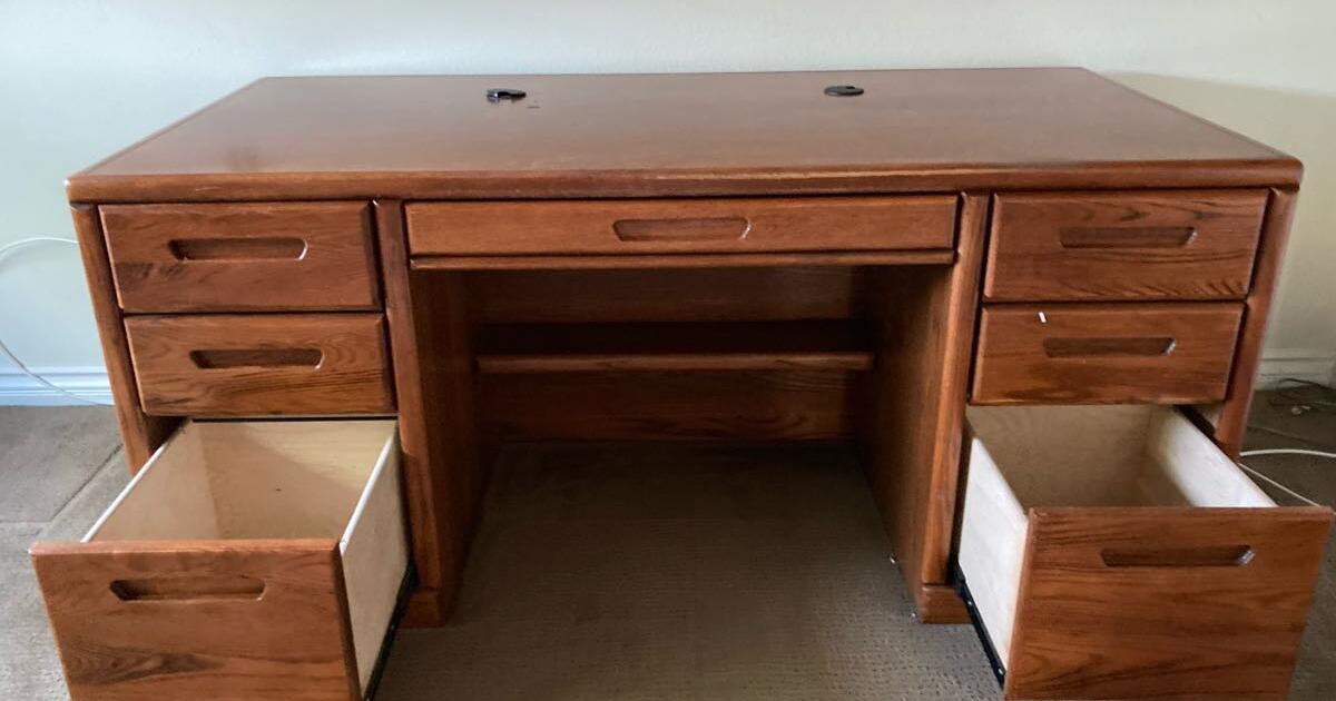 Solid Oak Desk for $70 in Hemet, CA | For Sale &amp; Free — Nextdoor