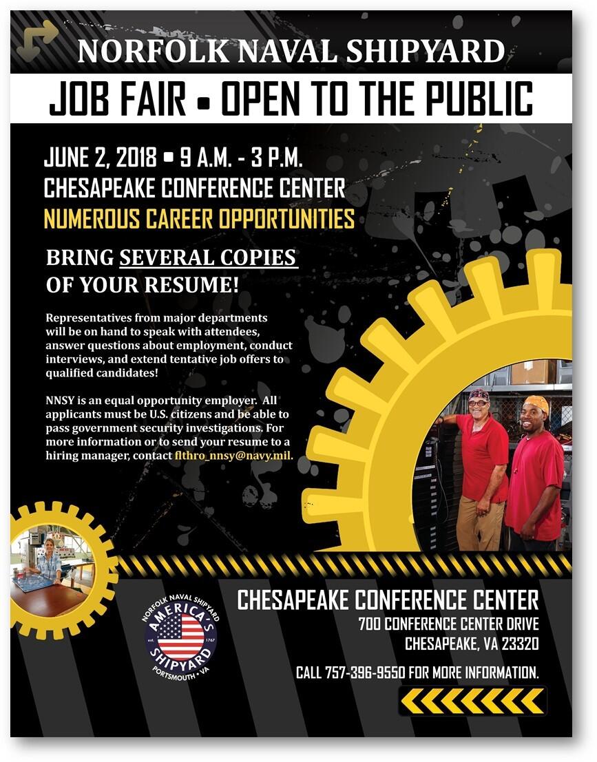 Norfolk Naval Shipyard Job Fair June 2 Chesapeake Conference Center
