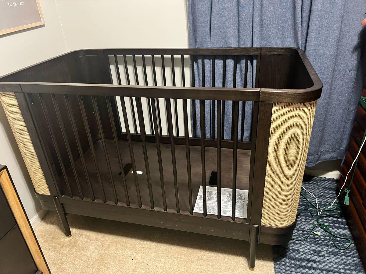 Mid century, modern, dark Brown and Natural Thornhill Crib for 500 in