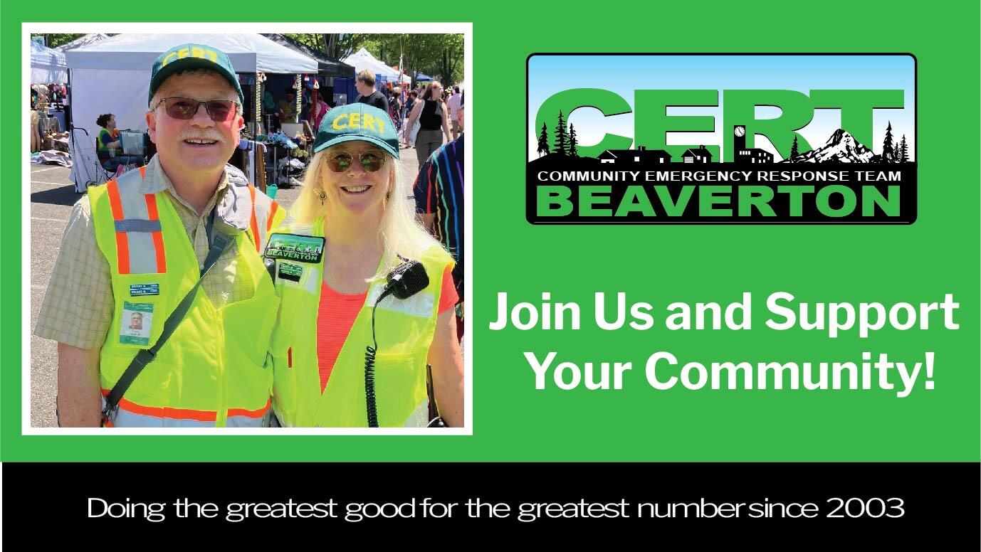 The Beaverton Community Emergency Response Team - CERT is now enrolling