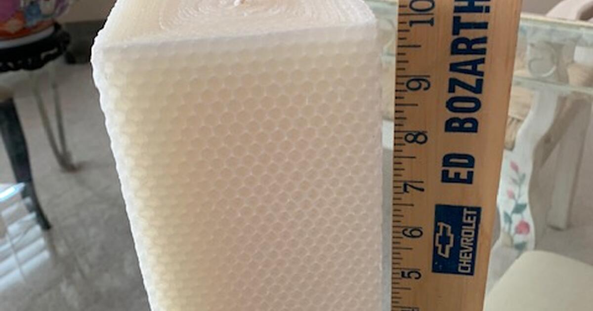 4" sq. 10 ht. handwrapped candle with iron stand for 10 in Fort