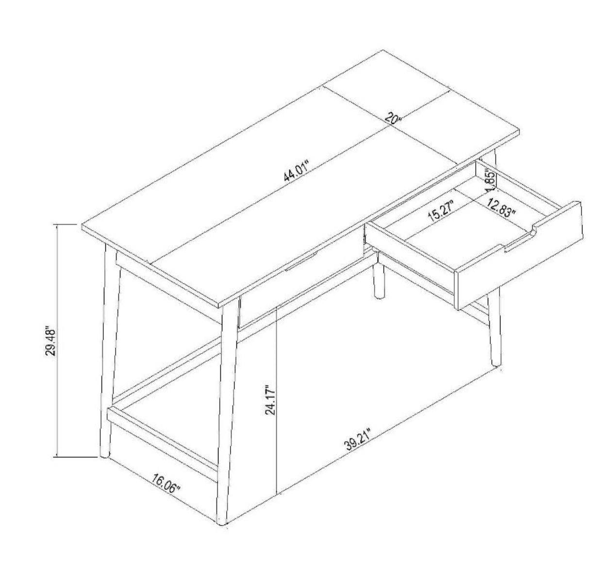 ellwood wood writing desk with drawers