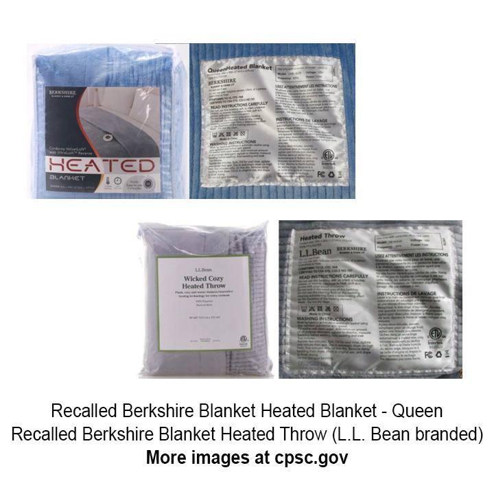 RECALL Berkshire Blanket & Home Company heated throws and blankets