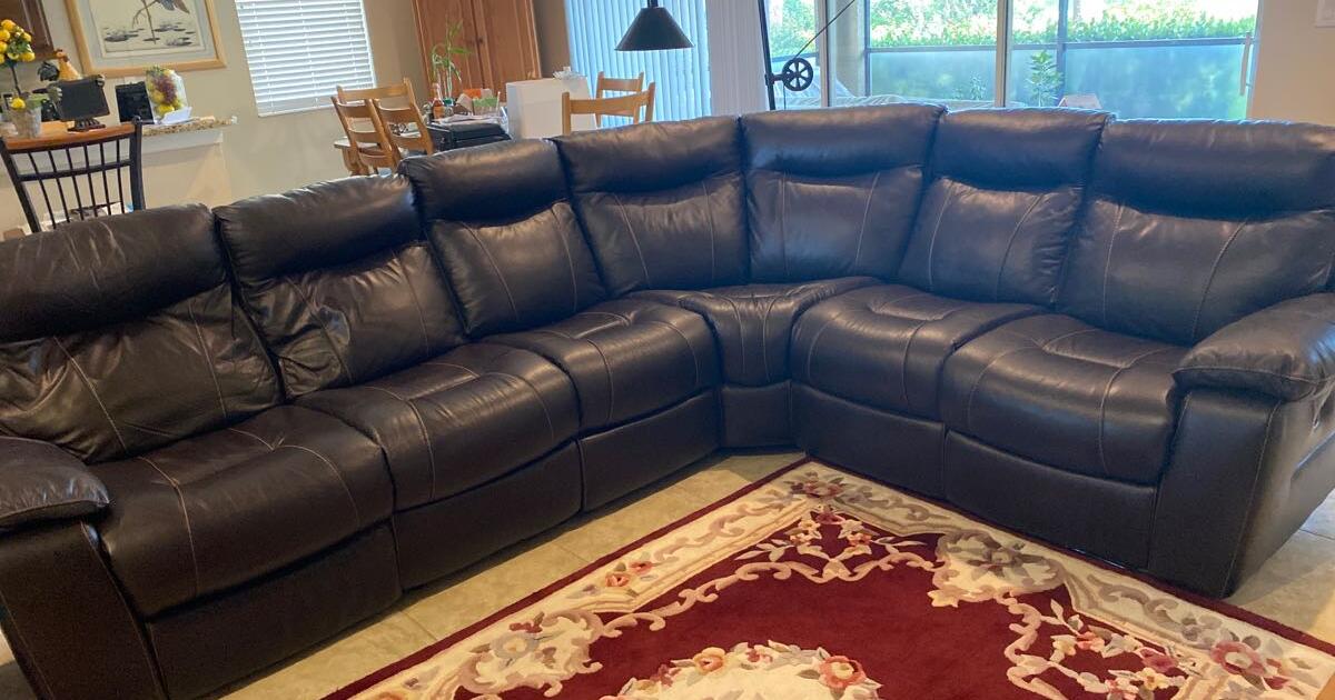 Brown leather sectional 800$ OBO with 2 end recliners for $560 in North ...