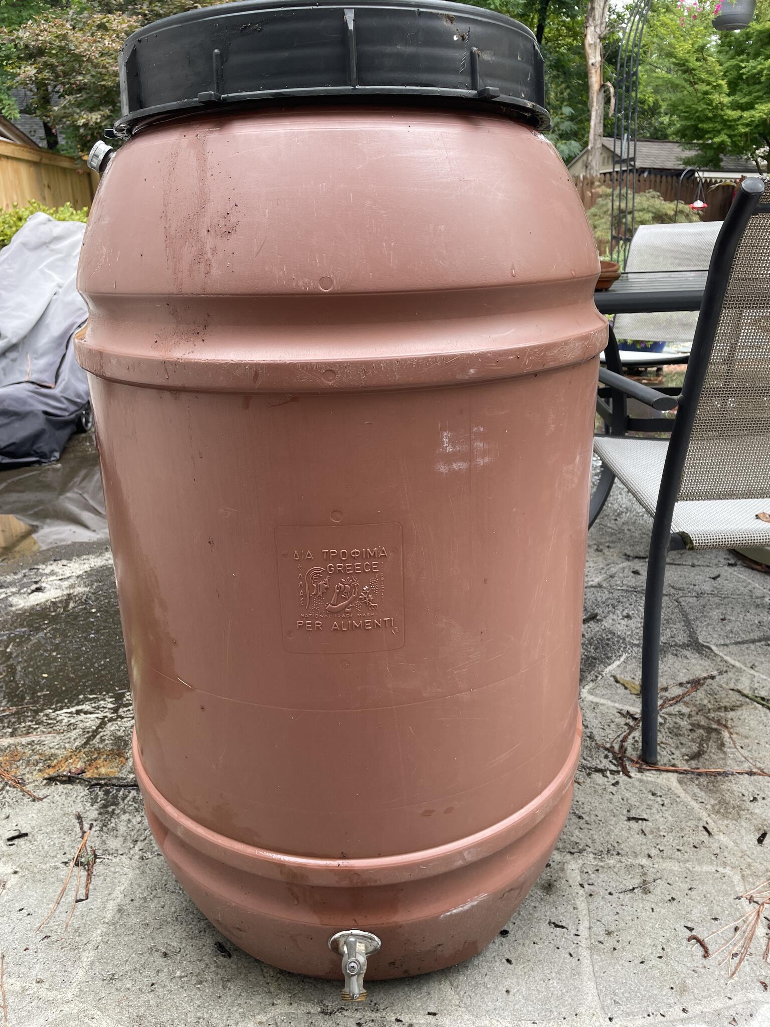 Rain catcher; Large Plastic Barrel with Spigot