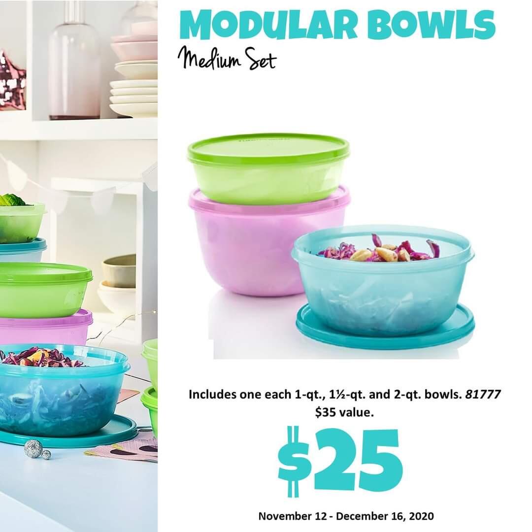 Tupperware Deluxe Modular Nesting Bowls Medium Set of 3