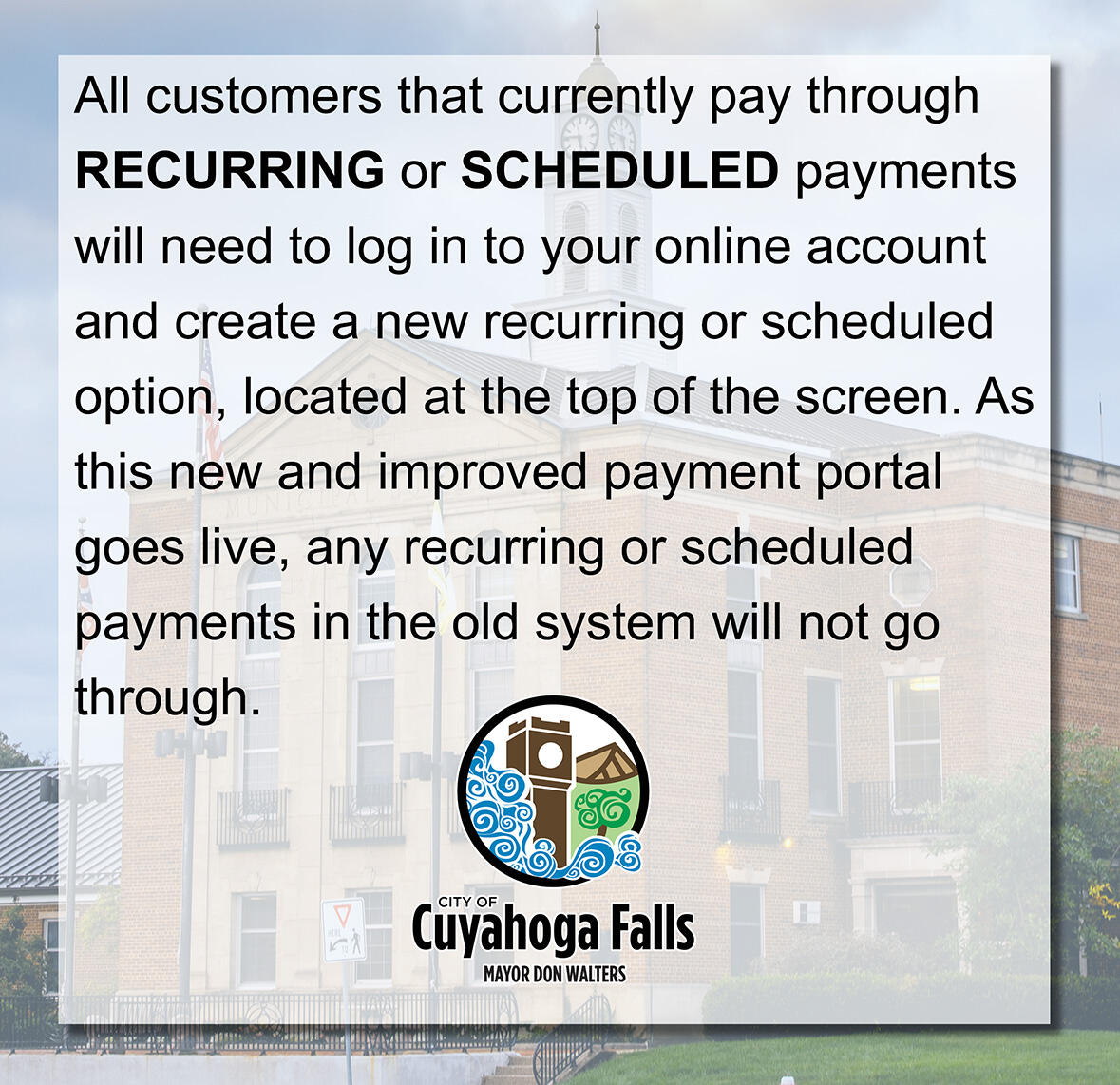 Updated Utility Billing Payment Website (City of Cuyahoga Falls
