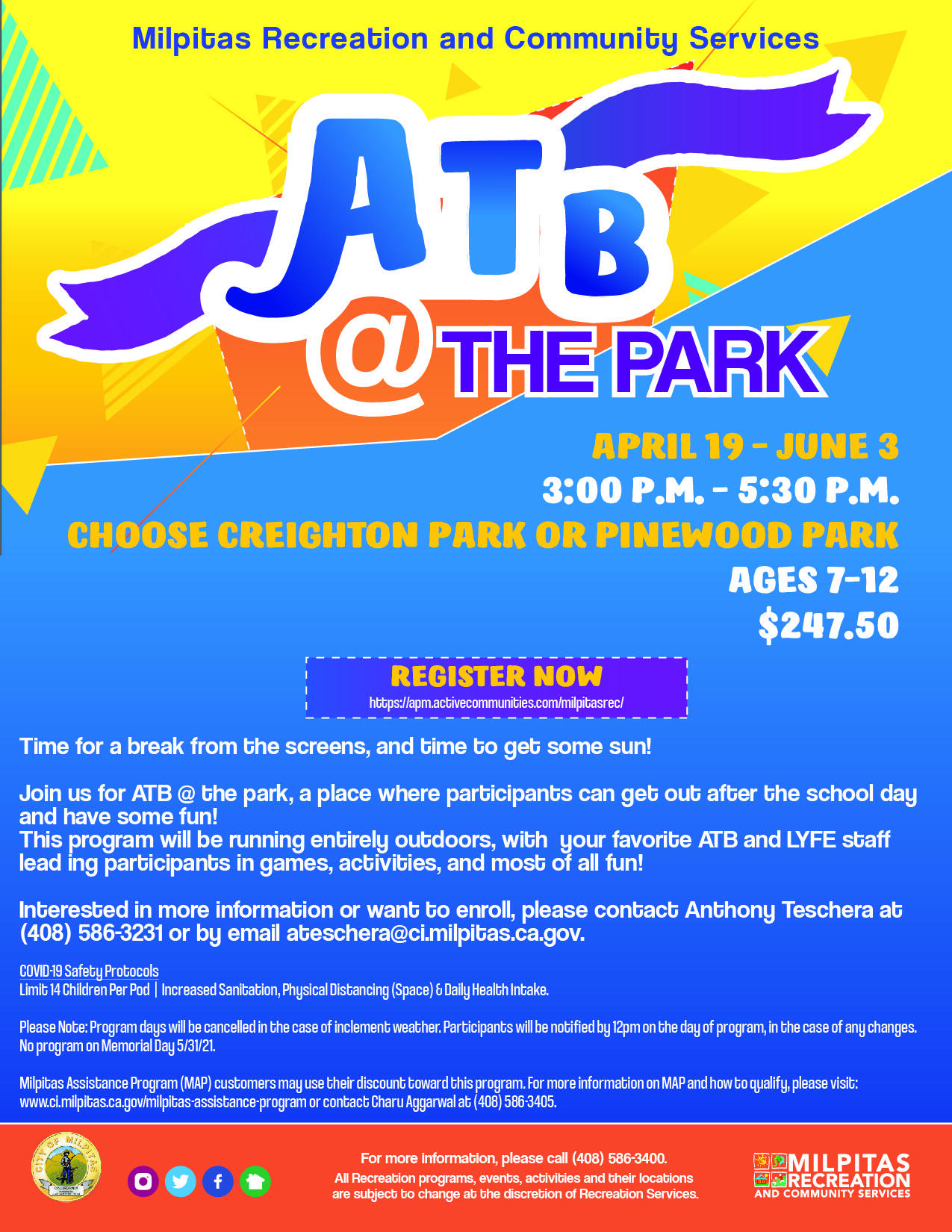 Milpitas Rec Offers After the Bell Childcare at Parks for the Rest