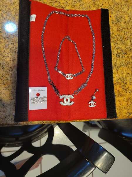 Chanel Marked Necklace, Bracelet, Earrings Set $20 For $15 In
