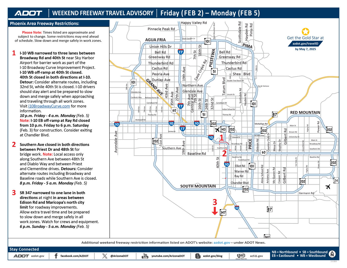 Phoenix Area Weekend Freeway Travel Advisory (Feb. (State Of Arizona ...