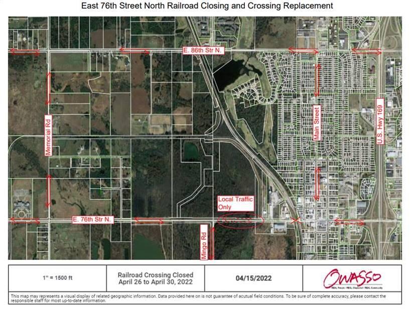 76 St NClosed west of Main for Railroad Crossing Work 4/264/30/2022