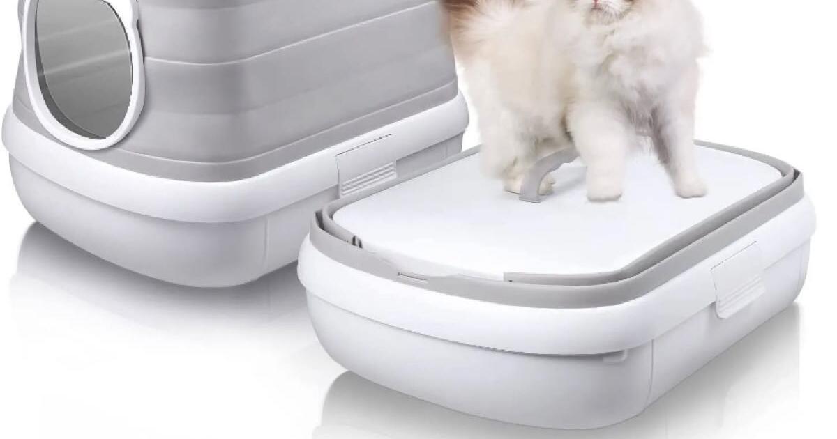 Extra Large Covered Cat Litter Box with Lid Silicone Handle Small