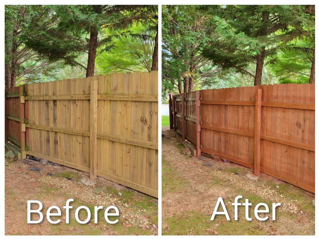 Before and after fence work photo