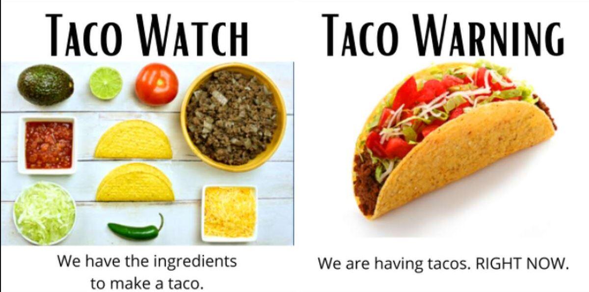 Watch vs Warning! Happy Taco Tuesday! (Florida Department of Health ...