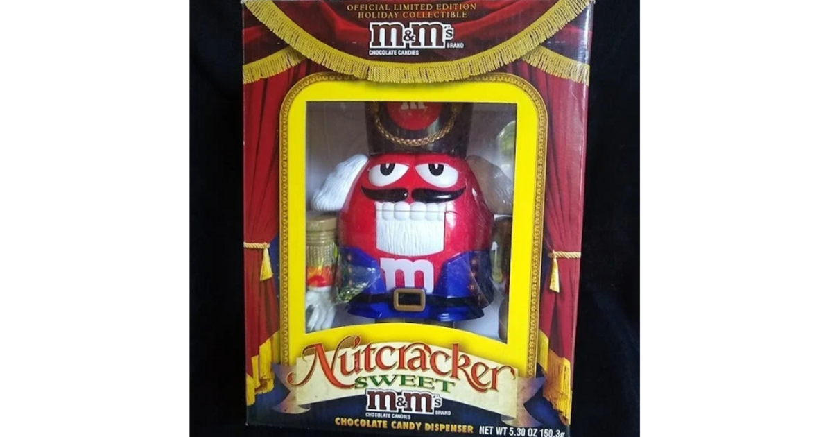 M&M Candy Nutcracker Dispenser Limited Edition Red Blue M&