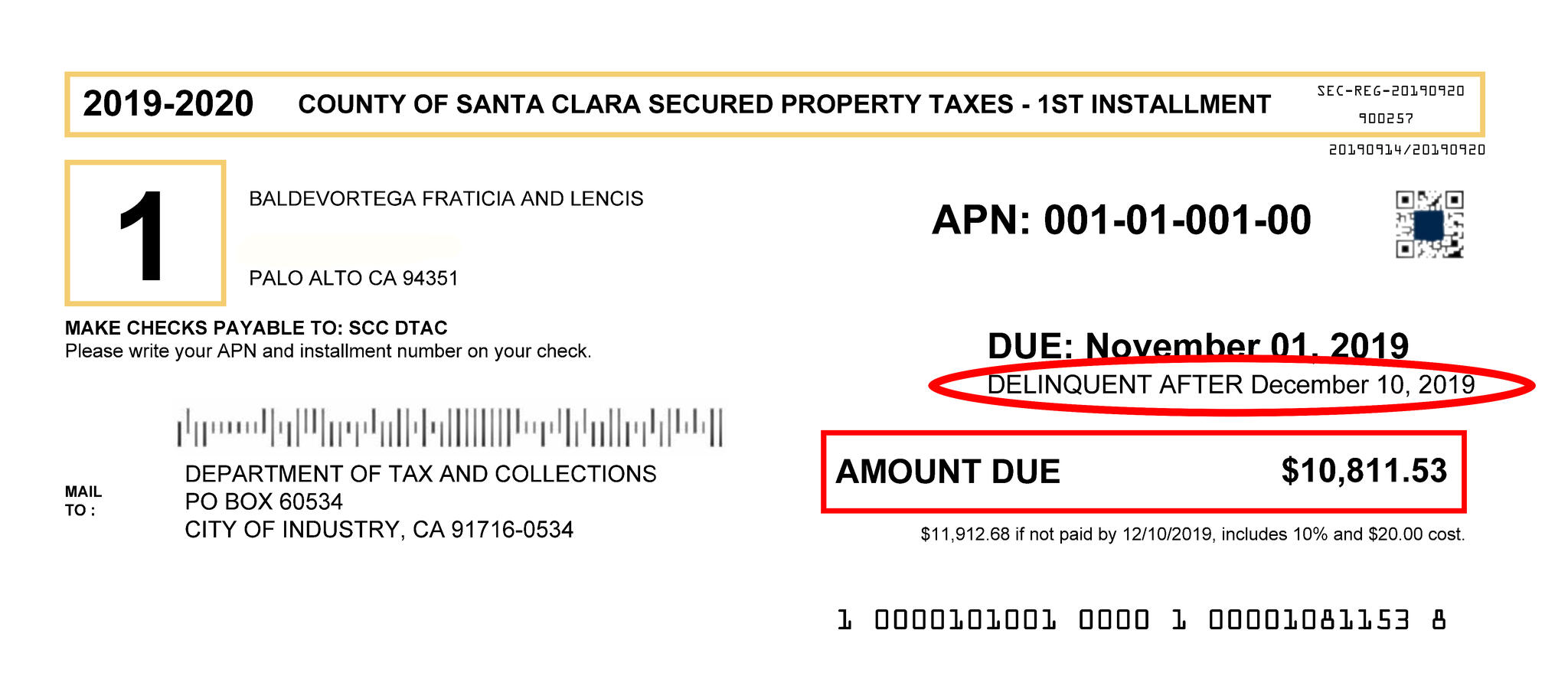 First Installment of 2019/2020 Property Taxes Due Tuesday, December 10