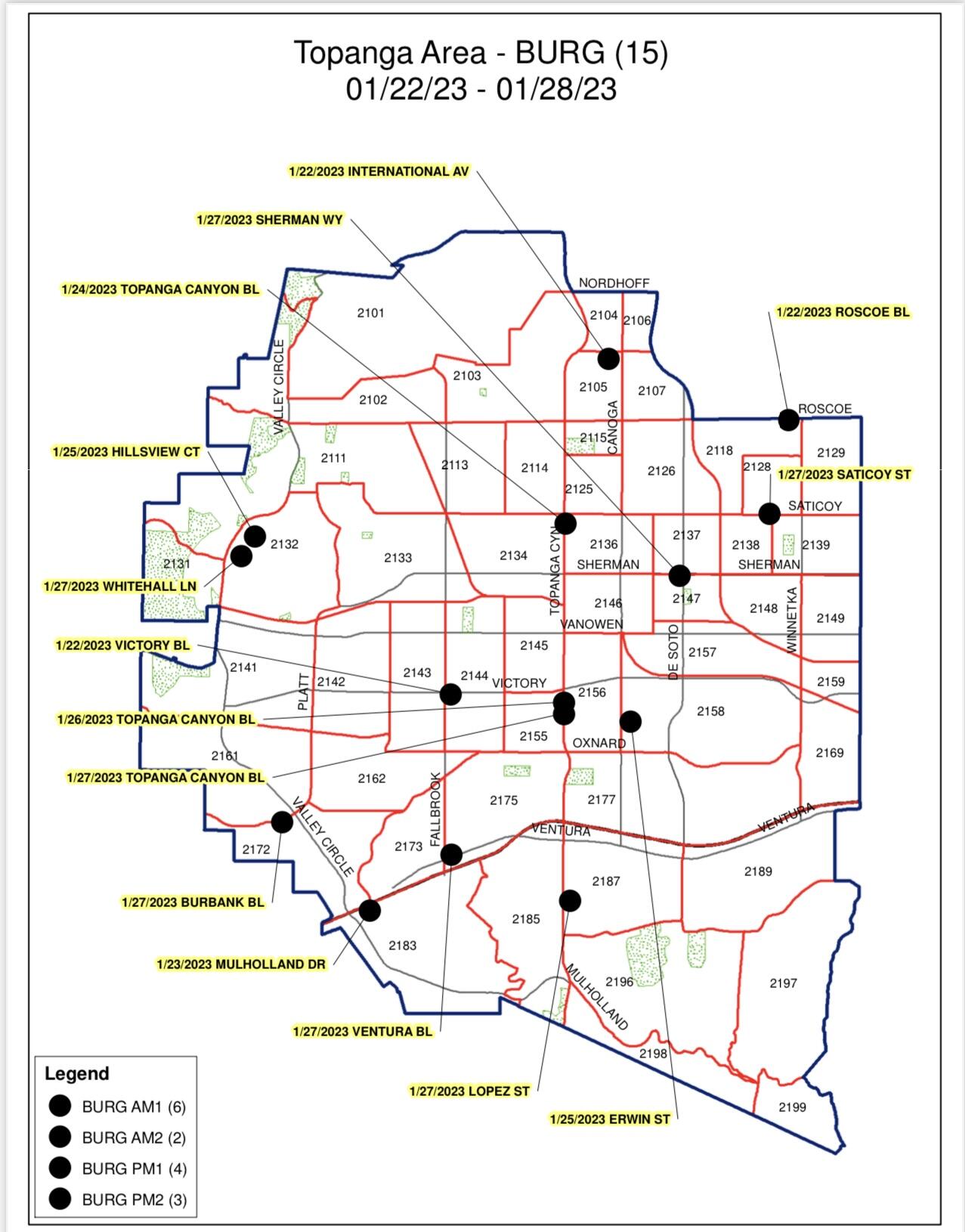 LAPD TOPANGA WEEKLY CRIME MAPS (Los Angeles Police Department ...