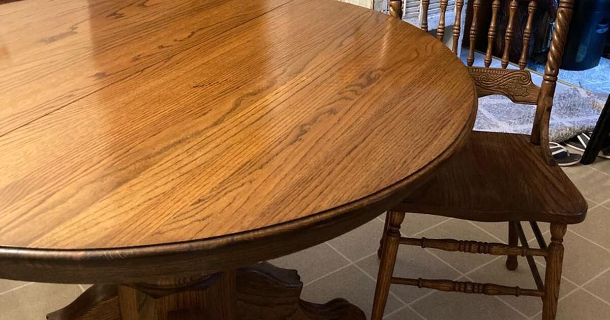 Solid Oak Table /6 chairs for 375 in Hubertus, WI For Sale & Free