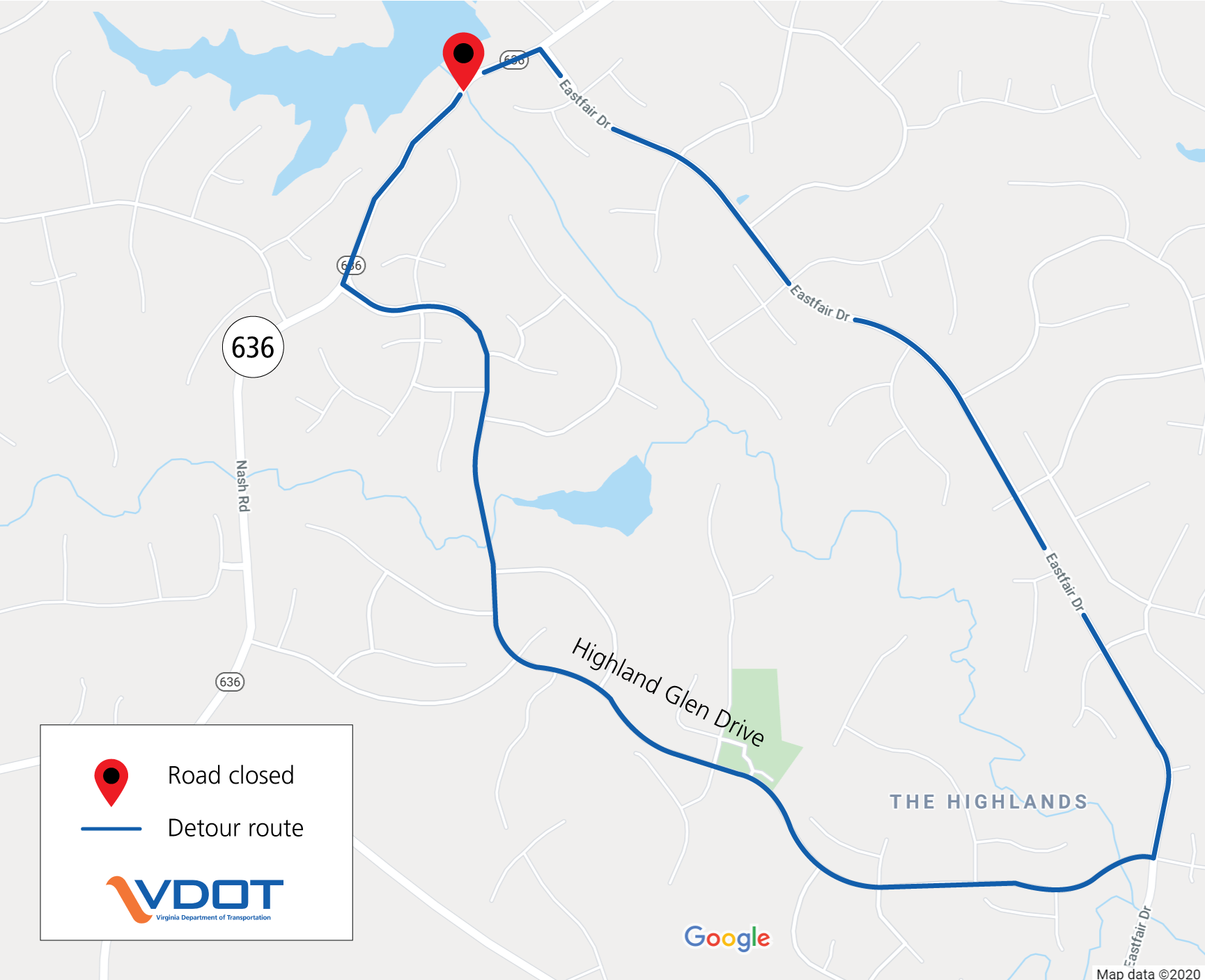 The Nash Road (Route 636) closure for developer work has been extended