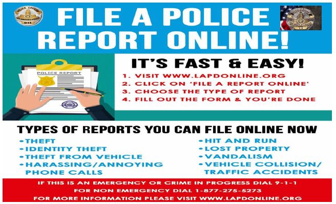 Lapd Report Writing Examples **File an LAPD Police Report ONLINE**