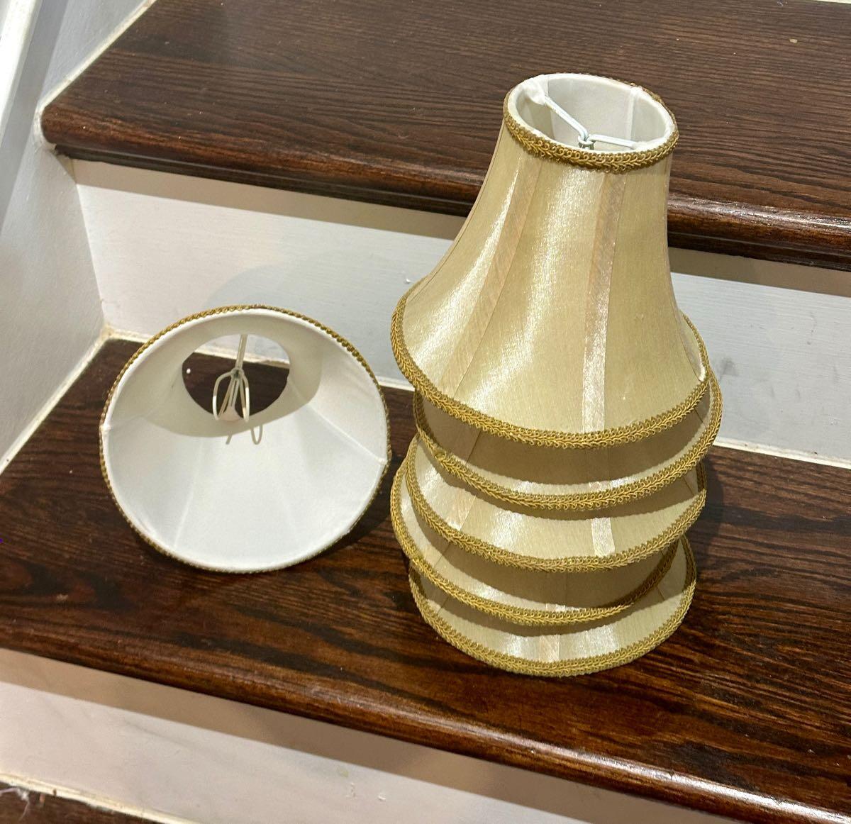 Set of 6 Gold Lamp Shades and 2 white