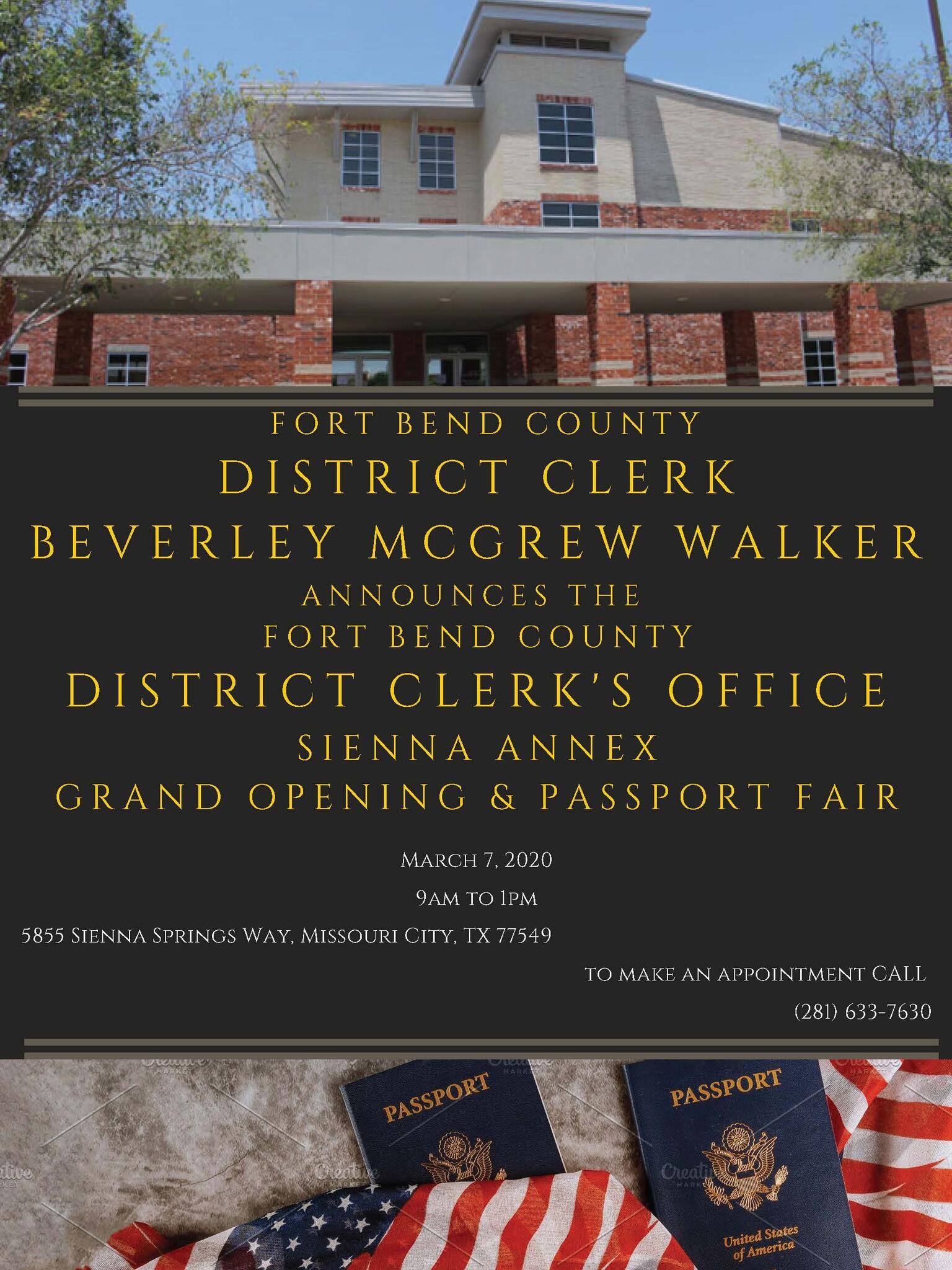 Grand Opening for the Fort Bend County District Clerk’s Office Sienna