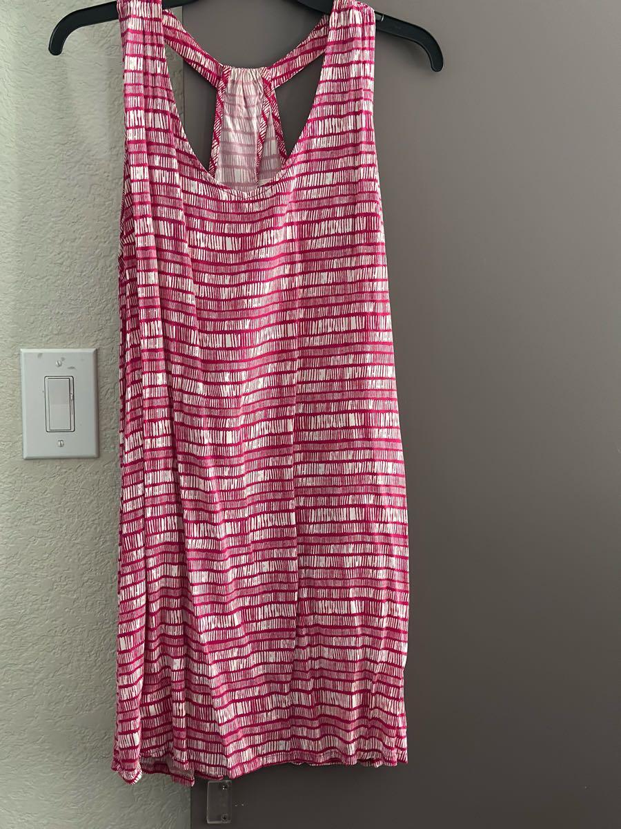 old navy pink and white striped dress New Sz L 10, 12 Old Navy Pink and Gray Striped Dress