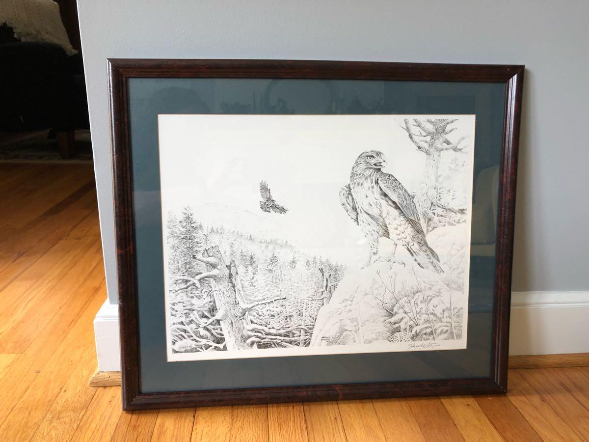 Signed and framed Harold Styers sketch art for $40 in Durham, NC 