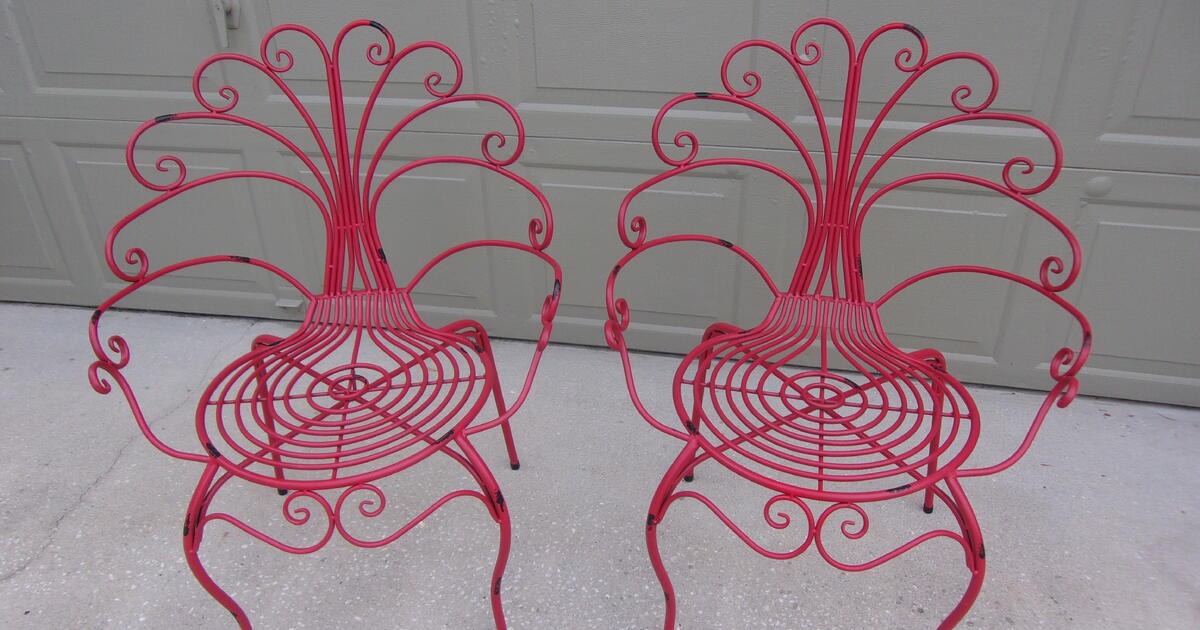 Two BRAND NEW Decorative Aluminum Chairs With Distressed Paint Finish