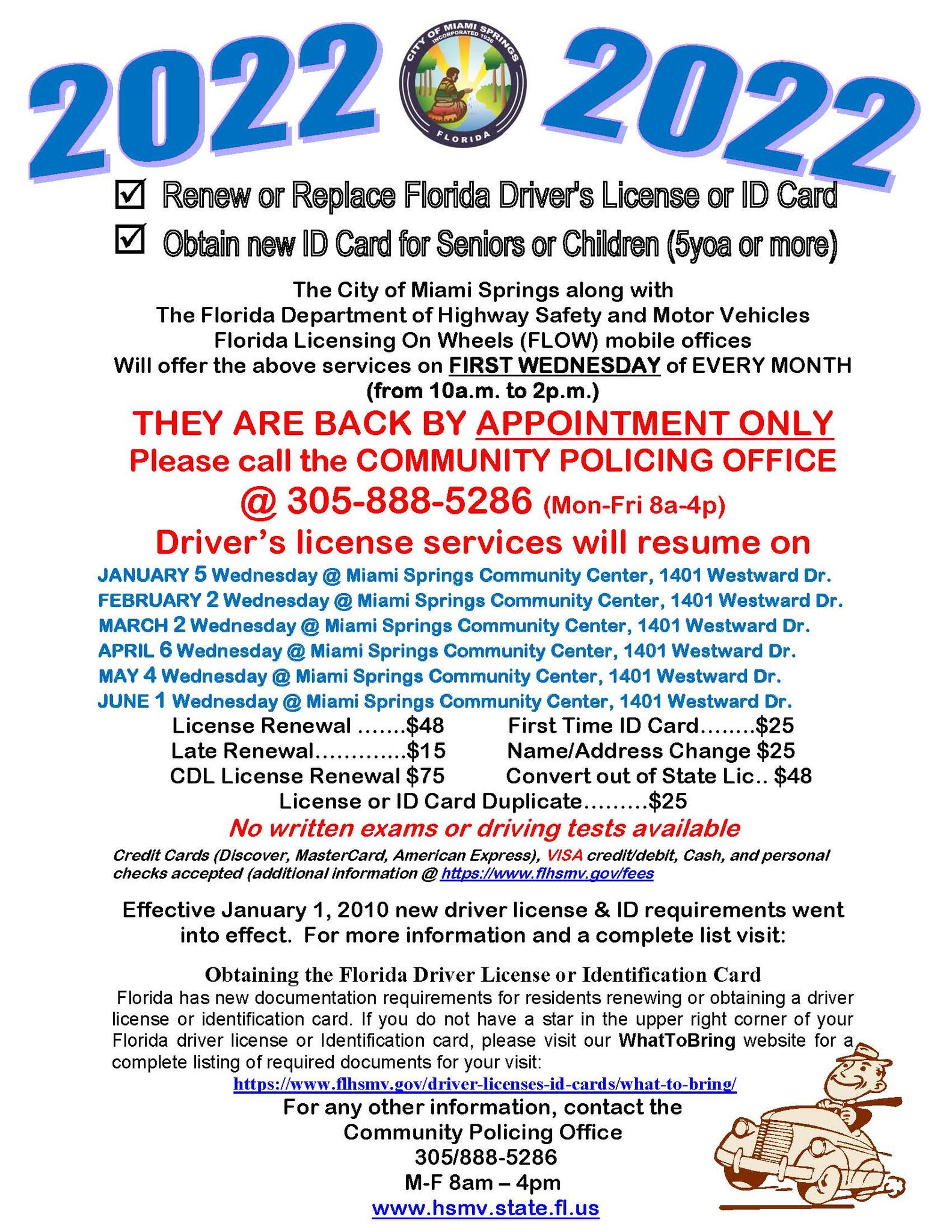 Driver License Services Are Back By Appointment Only (Miami Springs ...