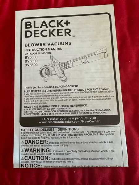 BLACK+DECKER BV6000 Leaf Blower And Leaf Vacuum Instruction Manual