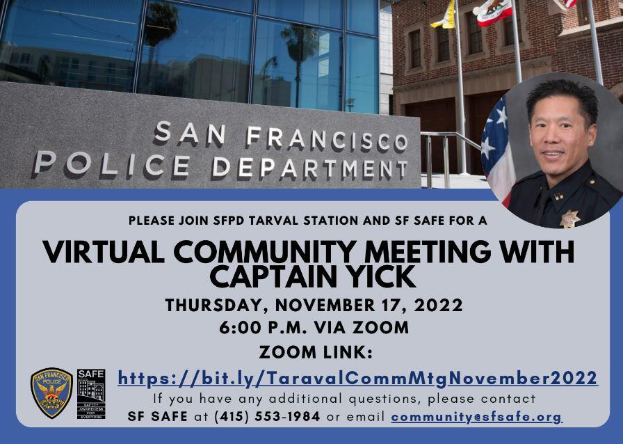 SFPD Taraval's Virtual Community Meeting (San Francisco Police ...