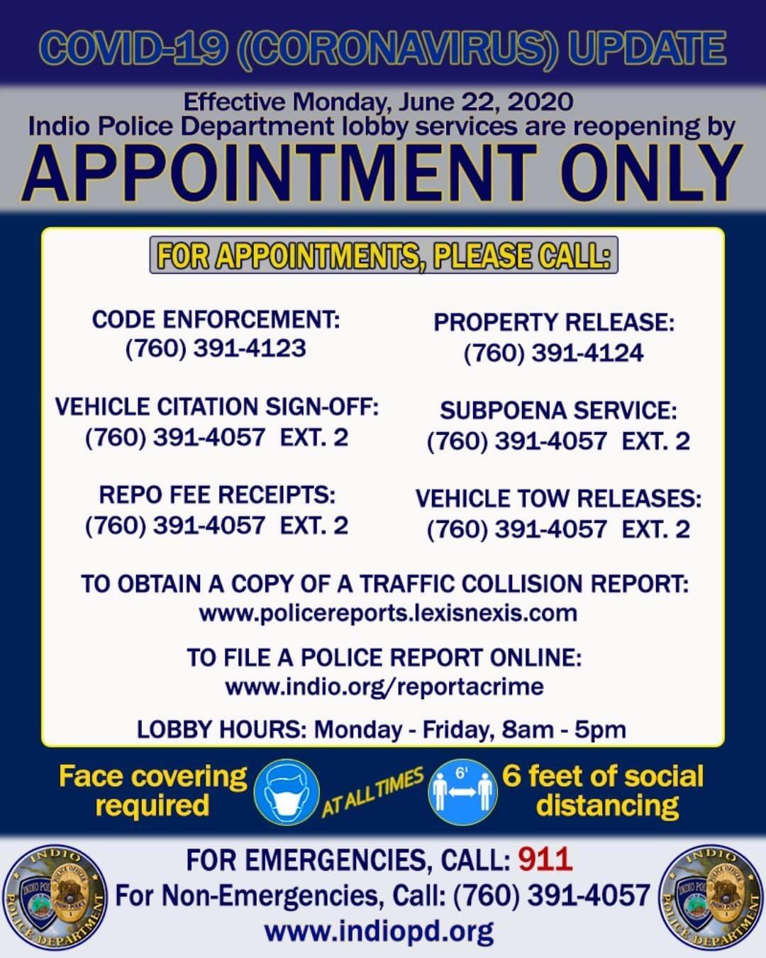 Indio Police Lobby Services (Indio Police Department) — Nextdoor — Nextdoor