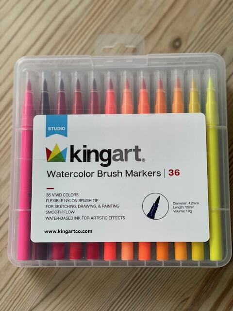 Kingart Watercolor Brush Markers - Set of 36