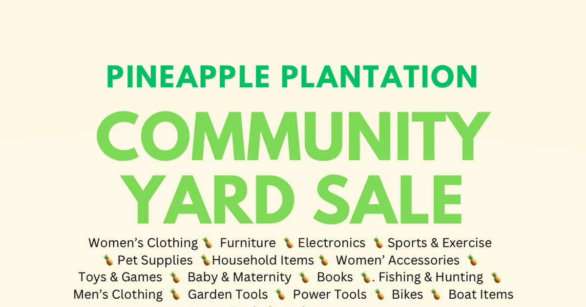 Pineapple Plantation Community Yard Sale in Jensen Beach, FL For Sale